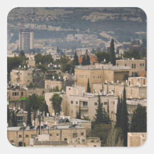 Elevated city view from Jerusalem YMCA tower Square Sticker