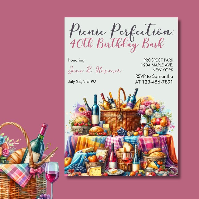 Elevated Picnic Colourful 40th Birthday Party  Invitation (Creator Uploaded)