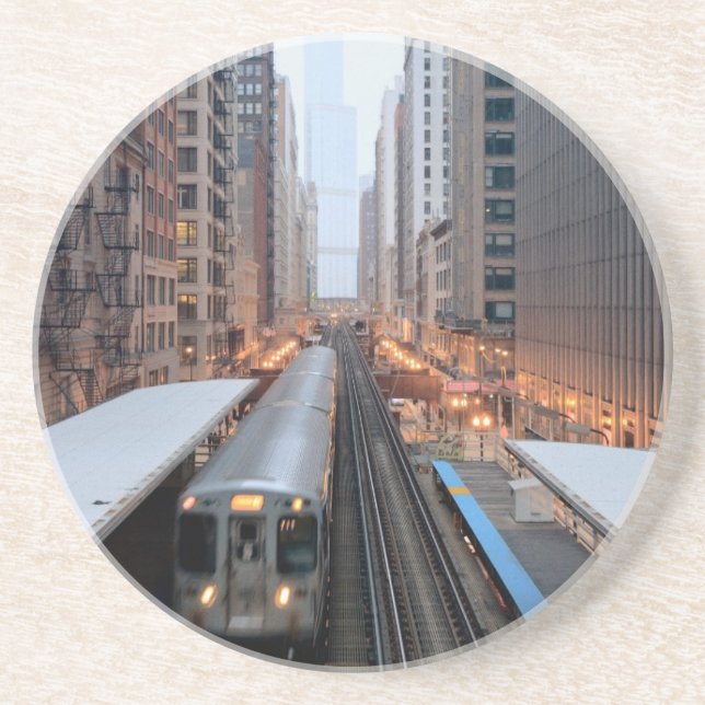 Elevated rail in downtown Chicago over Wabash Coaster (Front)