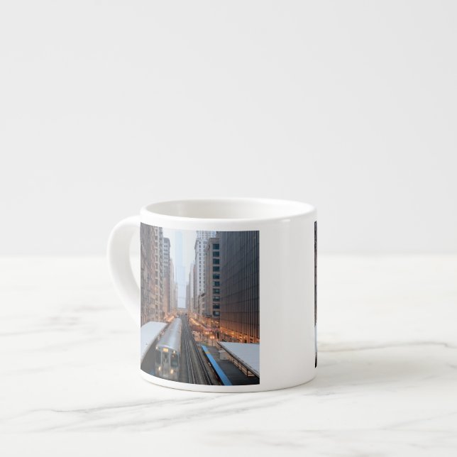 Elevated rail in downtown Chicago over Wabash Espresso Cup (Front Left)