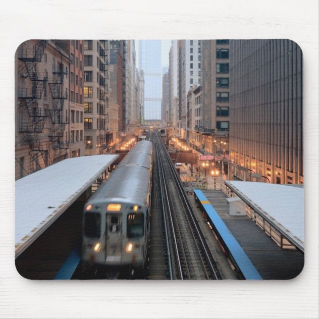 Elevated rail in downtown Chicago over Wabash Mouse Pad (Front)