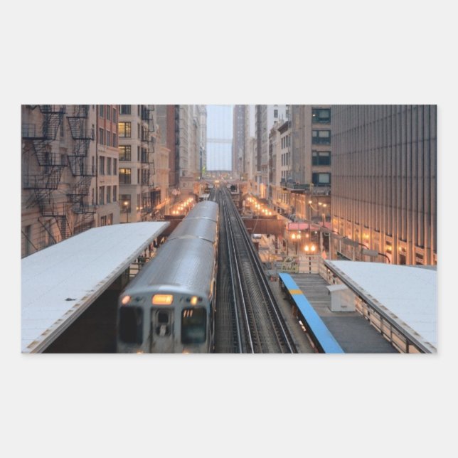 Elevated rail in downtown Chicago over Wabash Sticker (Front)