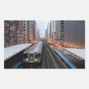 Elevated rail in downtown Chicago over Wabash Sticker