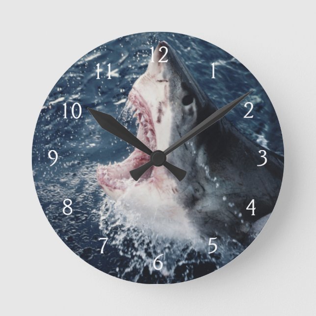 Elevated Shark mouth open Round Clock (Front)