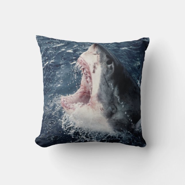Elevated Shark mouth open Throw Pillow (Front)