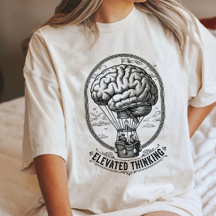 Elevated Thinking Brain Hot Air Balloon Art Tri-Blend Shirt