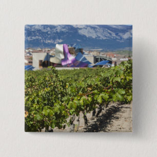 Elevated town view and Hotel Marques de Riscal 2 Inch Square Button