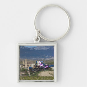 Elevated town view and Hotel Marques de Riscal 2 Keychain