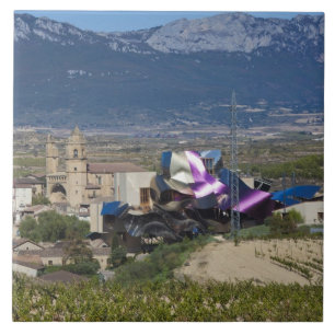Elevated town view and Hotel Marques de Riscal 2 Tile