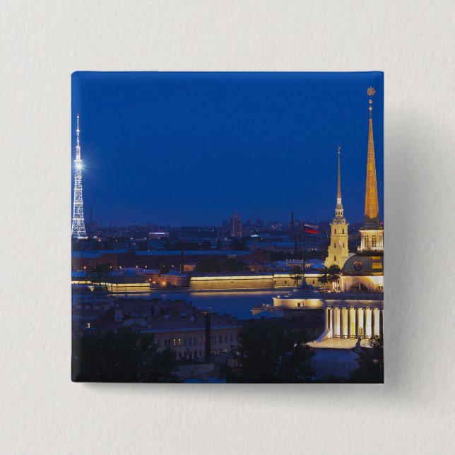 Elevated view of the Television Tower 2 Inch Square Button (Front)