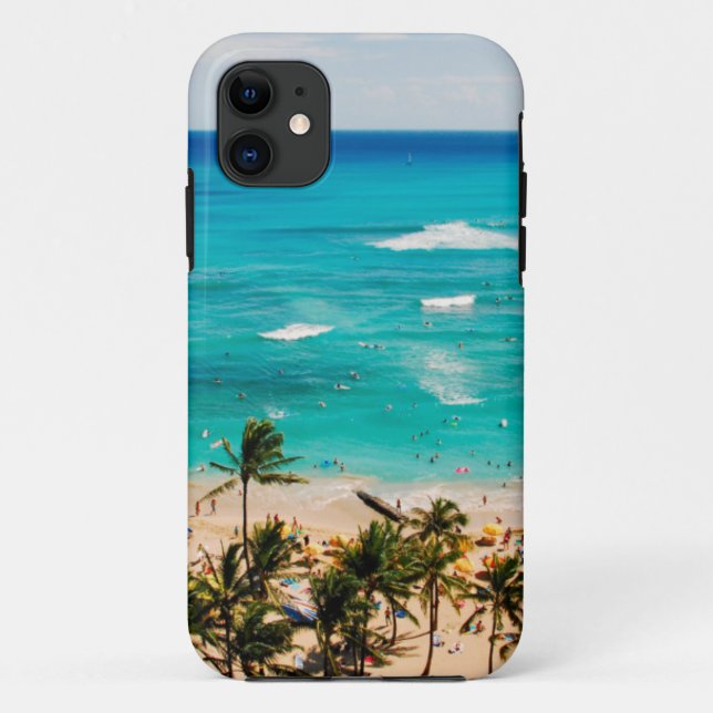 Elevated View Of Waikiki Beach Scene, Honolulu 2 Case-Mate iPhone Case (Back)