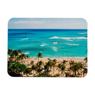 Elevated View Of Waikiki Beach Scene, Honolulu 2 Magnet