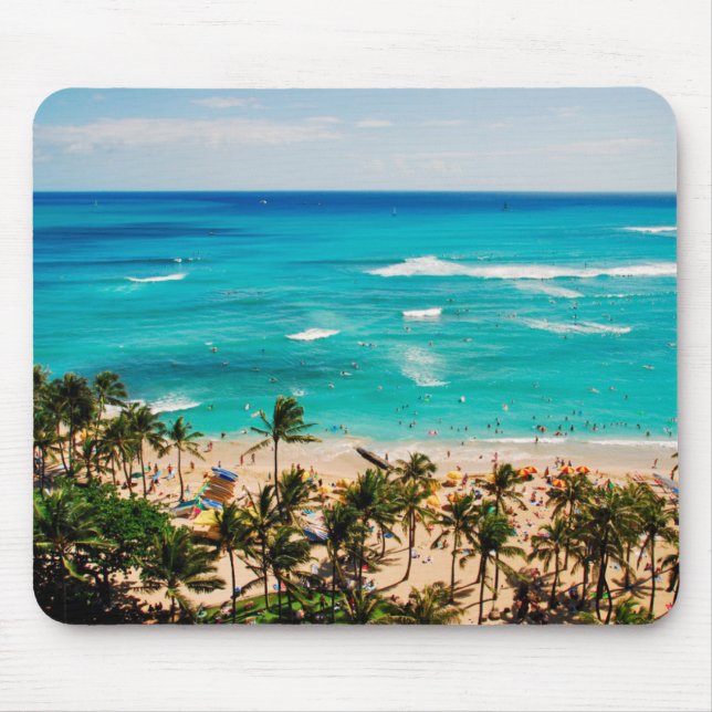 Elevated View Of Waikiki Beach Scene, Honolulu 2 Mouse Pad (Front)