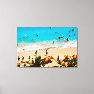 Elevated View Of Waikiki Beach Scene, Honolulu Canvas Print