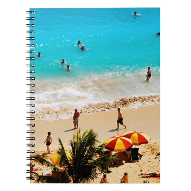 Elevated View Of Waikiki Beach Scene, Honolulu Notebook (Front)