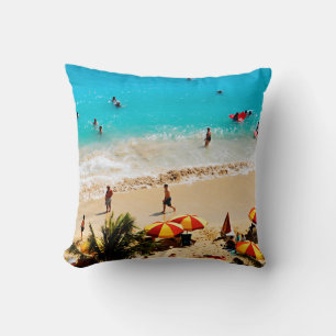 Elevated View Of Waikiki Beach Scene, Honolulu Throw Pillow