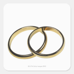 Elevated view of wedding rings square sticker