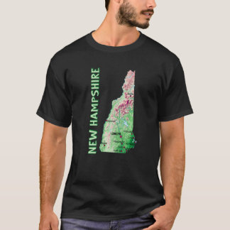 Elevation Map Of New Hampshire State Major Cities  T-Shirt