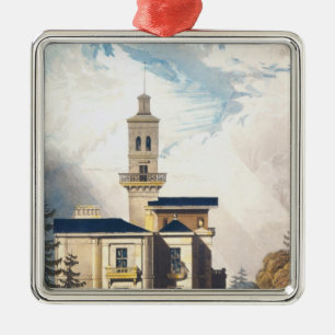 Elevation of an Italian Villa or Hunting Lodge Metal Ornament