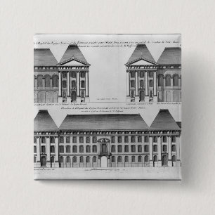 Elevation of the Hopital des Enfants Trouves 2 Inch Square Button