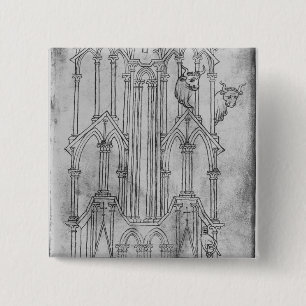 Elevation of the tower of Laon Cathedral 2 Inch Square Button