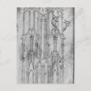 Elevation of the tower of Laon Cathedral Postcard