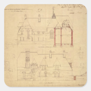 Elevations for The Red House, Bexley Heath (pen an Square Sticker