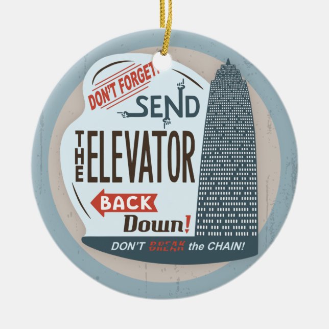 Elevator Ceramic Ornament (Front)