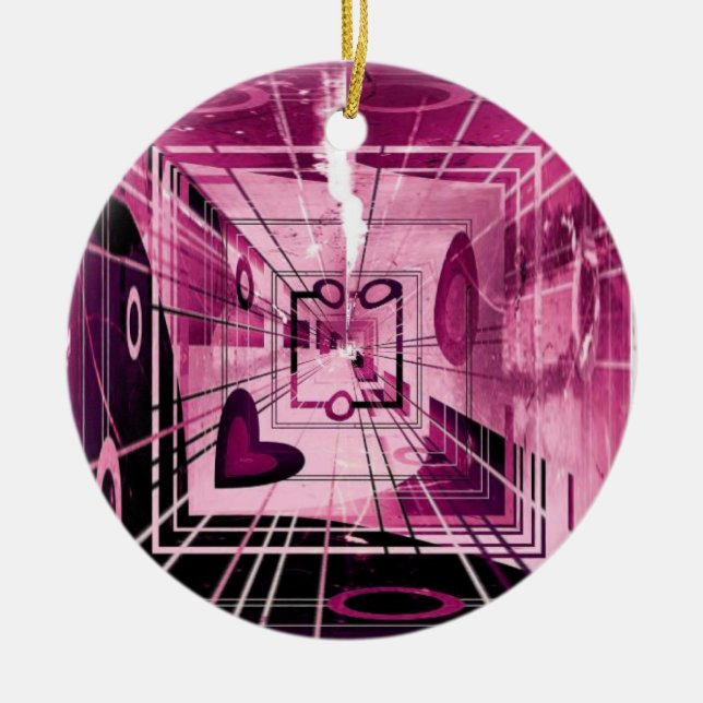 Elevator Down Abstract Ceramic Ornament (Front)