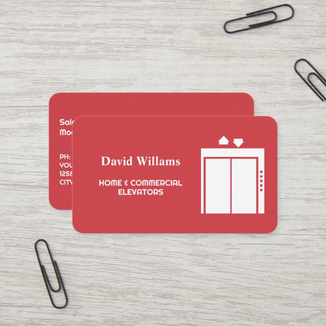 Elevator Mechanic Business Card (Front/Back In Situ)