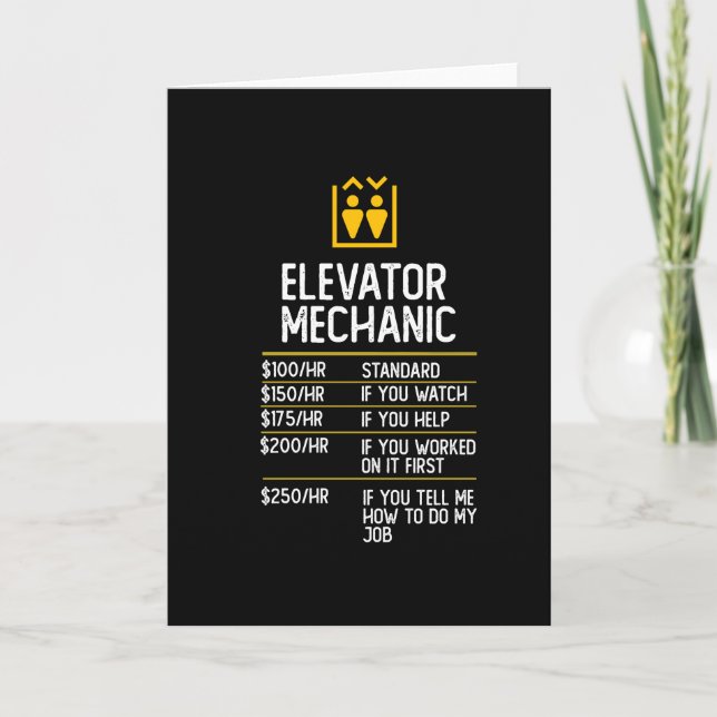 elevator mechanic funny gift present idea card (Front)
