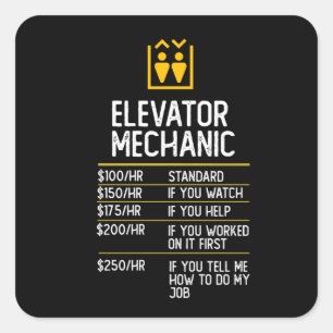 elevator mechanic funny gift present idea square sticker