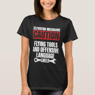 Elevator Mechanic Maintenance Flying Tools Technic T-Shirt