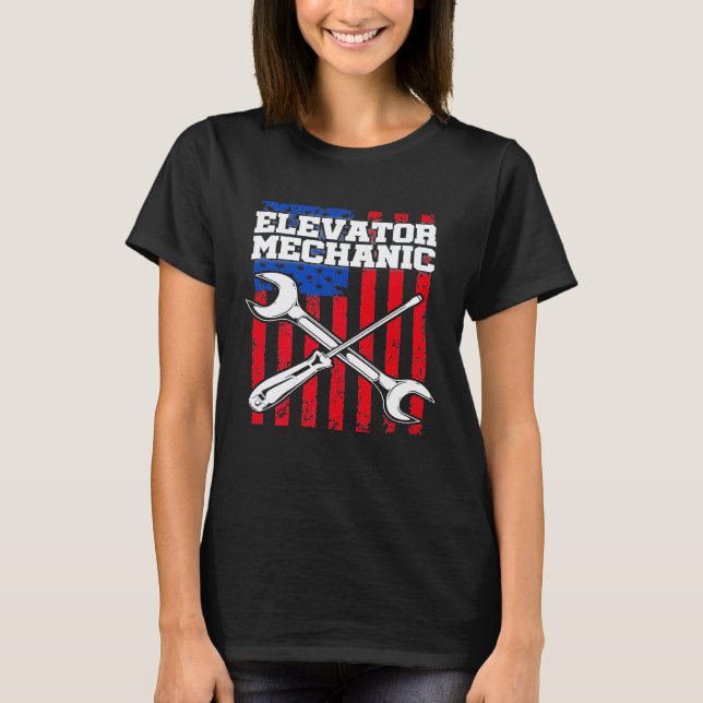 Elevator Mechanic Maintenance Life Learn Technicia T-Shirt (Front)