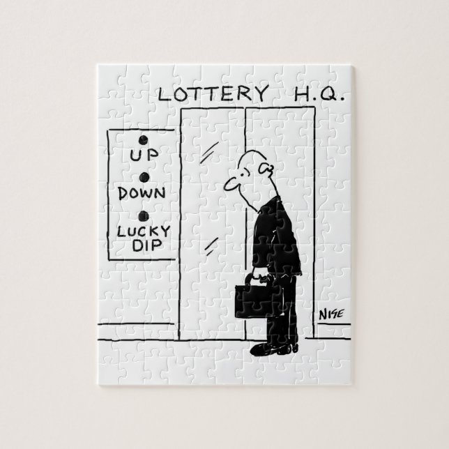 Elevator or Lift in a Lottery Headquarters Cartoon Jigsaw Puzzle (Vertical)