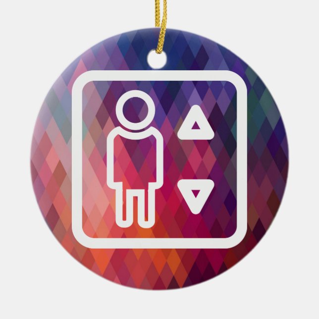 Elevator Technicians Pictograph Ceramic Ornament (Front)