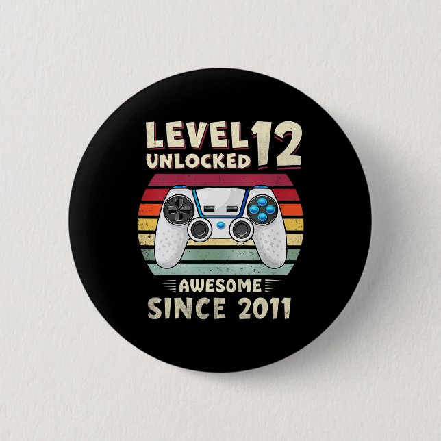 Eleven 11yr Bday Boy Funny Gamer 11th 11 Year Old  2 Inch Round Button (Front)