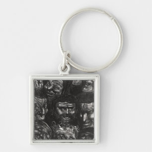 Eleven grotesque faces keychain