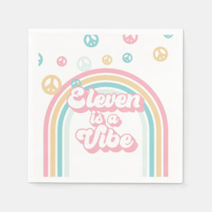 Eleven is a Vibe Retro Summer Rainbow Napkin
