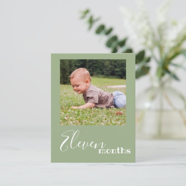 Eleven Month Photo First Birthday Banner Card (Standing Front)