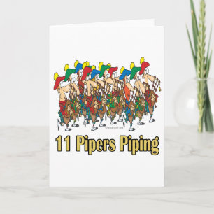 eleven pipers piping  11th day of christmas holiday card