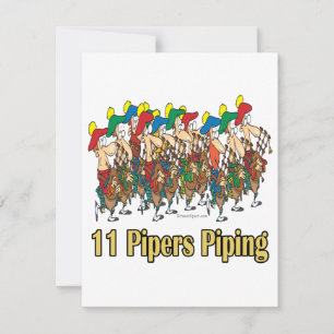 eleven pipers piping  11th day of christmas holiday card