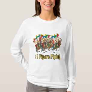 eleven pipers piping 11th day of christmas T-Shirt
