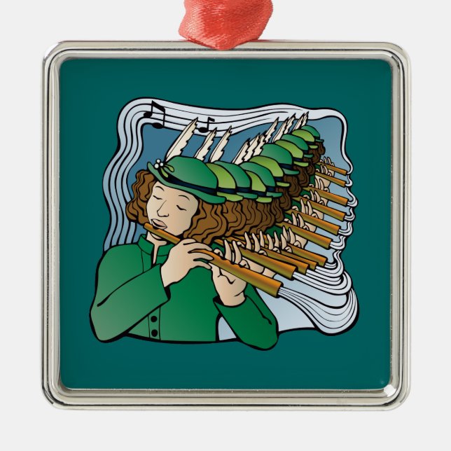 Eleven pipers piping metal ornament (Front)