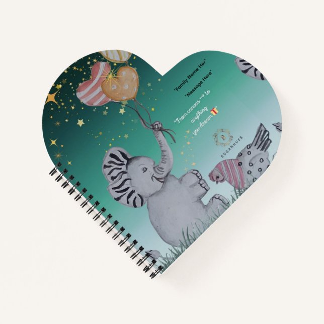 'Eleze' - Elephant Boganhues Imprimer Carnet Spira (Devant)