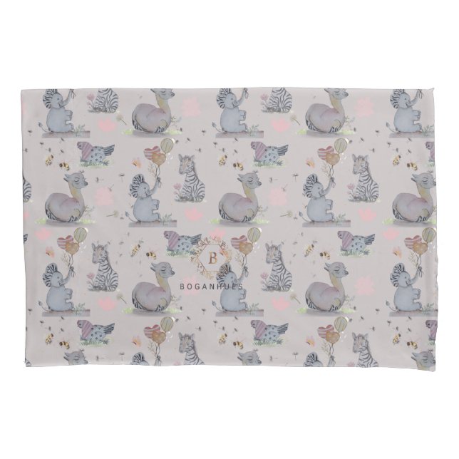 "Eleze Elephant & Polka Hen" Boganhues Blanket Pillowcase (Front)