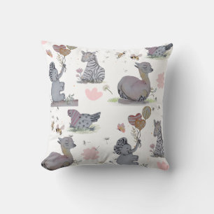 "Eleze Elephant & Polka Hen" Boganhues Blanket Throw Pillow