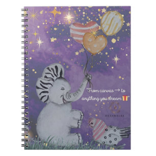 "Eleze Elephant & Polka Hen" Boganhues cover Notebook