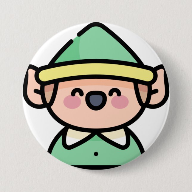 elf 3 inch round button (Front)