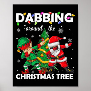 Elf &amp; Dabbing Santa Kids Boys Men Claus Dab Xm Poster